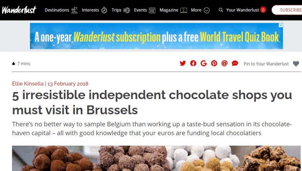 Wanderlust Travel Magazine Lawrence Dattes et chocolat